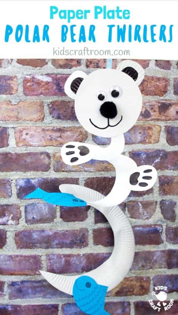 How fun is this Paper Plate Polar Bear Twirler? Hold it high and give it a blow to watch it go, go go! This is a lovely interactive Winter craft for kids that's really easy to make with paper plates. Paper plate twirlers are so fun! #kidscraftroom #polarbears #wintercrafts #wintercraftsforkids #paperplates #paperplatecrafts #twirler #whirligig #kidscrafts #toddlercrafts #preschoolcrafts #easycraftsforkids #easycrafts #spinners
