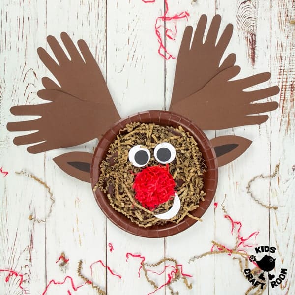 Textured Handprint and Paper Plate Reindeer Craft