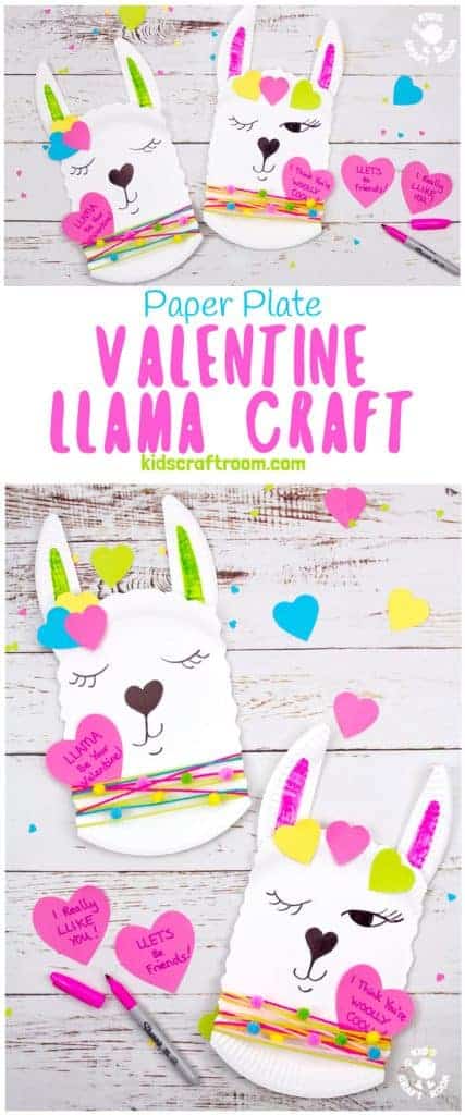 This Paper Plate Llama Craft is so adorable! It's a quick and easy llama craft for kids and a cute quirky idea for a Valentine's Day card too! Add a written llama pun message to make a llama valentine craft that's sure to delight! Llama be your Valentine! #kidscraftroom #kidscrafts #llama #llamacraft #valentine #valentinesday #valentinesdaycrafts #llamas #paperplatecrafts