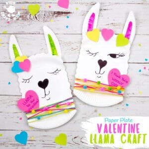 This Paper Plate Llama Craft is so adorable! It's a quick and easy llama craft for kids and a cute quirky idea for a Valentine's Day card too! Add a written llama pun message to make a llama valentine craft that's sure to delight! Llama be your Valentine! #kidscraftroom #kidscrafts #llama #llamacraft #valentine #valentinesday #valentinesdaycrafts #llamas #paperplatecrafts