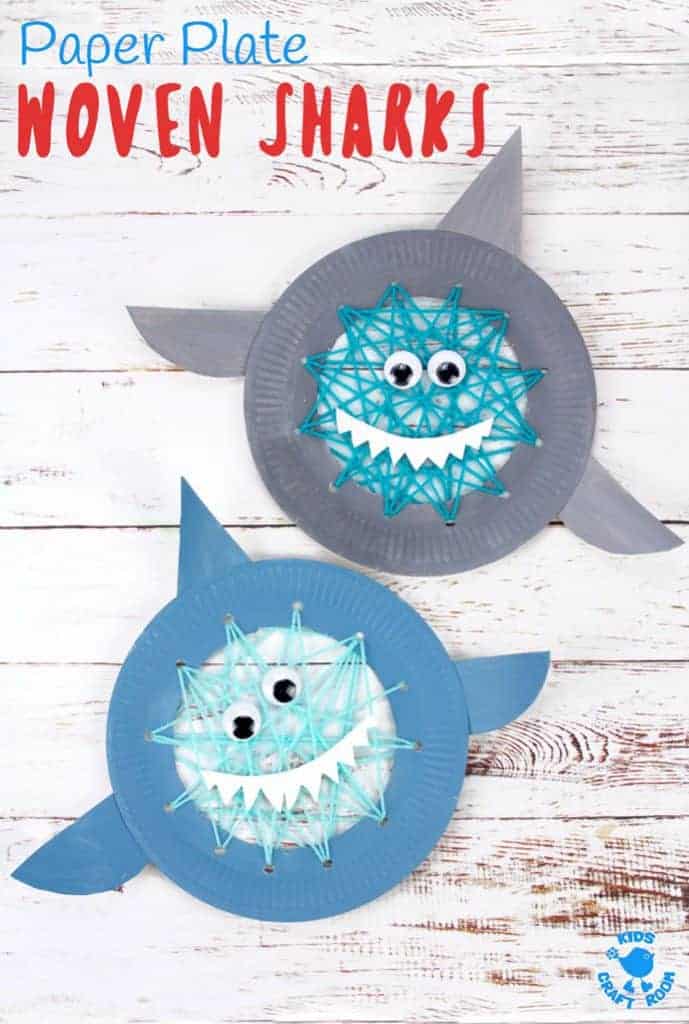 Learning to sew is loads of fun with this simple Paper Plate Shark Sewing Craft. This adorable shark craft is great for building hand-eye-coordination and fine motor skills. Woven Sharks are a fun activity for Shark Week, Summer and ocean study units!