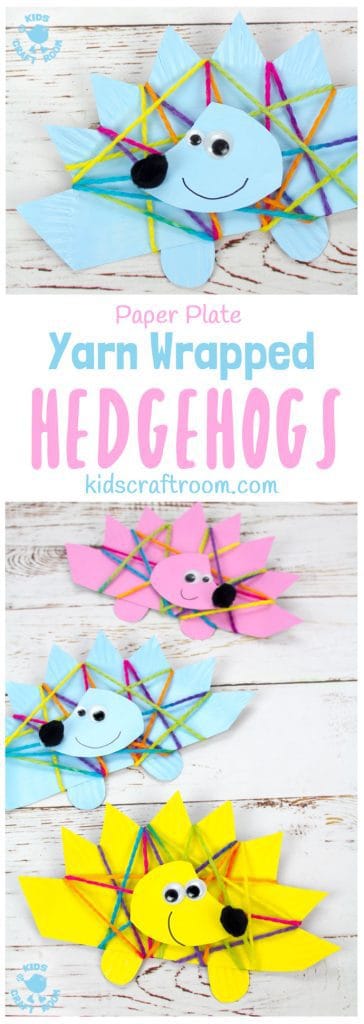 This Yarn Wrapped Paper Plate Hedgehog Craft is sweet, colourful and fun. An adorable Fall craft for preschoolers and great for building fine motor skills! Aren't hedgehog crafts adorable! #hedgehogs #hedgehog #hedgehogcrafts #hedgehogcraft #fallcrafts #autumncrafts #kidscrafts #paperplatecrafts #yarn #yarnwrapping #yarncrafts #kidsactivities #kidscraftroom