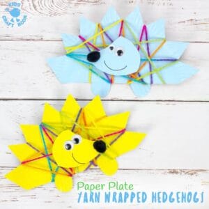 Yarn Wrapped Paper Plate Hedgehog Craft