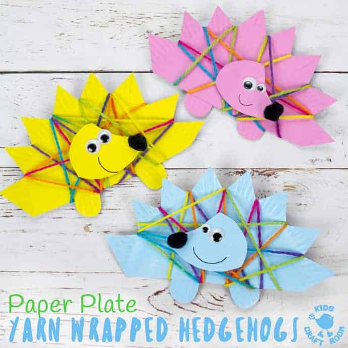 This Yarn Wrapped Paper Plate Hedgehog Craft is sweet, colourful and fun. An adorable Fall craft for preschoolers and great for building fine motor skills! Aren't hedgehog crafts adorable! #hedgehogs #hedgehog #hedgehogcrafts #hedgehogcraft #fallcrafts #autumncrafts #kidscrafts #paperplatecrafts #yarn #yarnwrapping #yarncrafts #kidsactivities #kidscraftroom