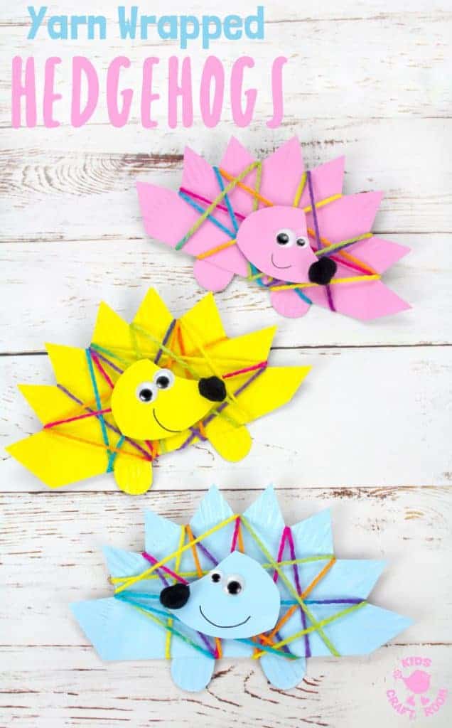 This Yarn Wrapped Paper Plate Hedgehog Craft is sweet, colourful and fun. An adorable Fall craft for preschoolers and great for building fine motor skills! Aren't hedgehog crafts adorable! #hedgehogs #hedgehog #hedgehogcrafts #hedgehogcraft #fallcrafts #autumncrafts #kidscrafts #paperplatecrafts #yarn #yarnwrapping #yarncrafts #kidsactivities #kidscraftroom