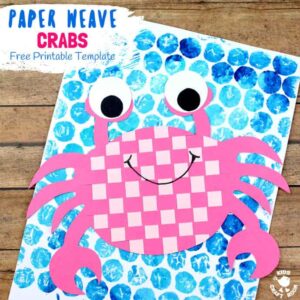 PAPER WEAVING CRAB CRAFT - Do your kids enjoy visiting the beach? We do and searching for crabs is one of our all time favourite things to do when we get there! Whether your kids are lucky enough to meet a crab in the flesh or whether they just enjoy reading about them this Paper Weaving Crab Craft is a must for Summer! (Free Printable Template) #summercrafts #crabs #papercrafts #paperweaving #weaving #kidscrafts #craftsforkids #crab #preschool #kidscraftroom