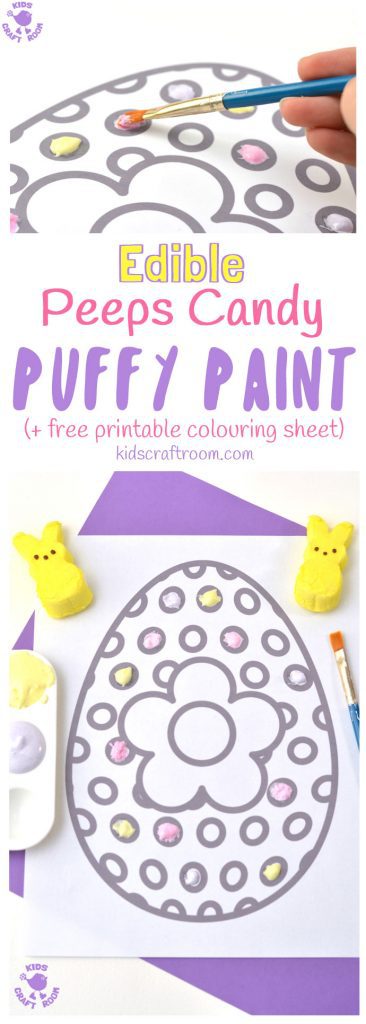 Here's a wonderfully easy Peeps Edible Puffy Paint Recipe you can make in just minutes. This homemade paint is fluffy and soft and comes in gorgeous pastel colours perfect for Spring and Summer art. Kids will have a finger licking good time getting creative with this fun and delicious sensory painting idea! #paintrecipe #painting #homemadepaint #ediblepaint #fingerpaintrecipe #puffypaint #puffypaintrecipe #easter #printables #kidsart #kidscraftroom #kidscrafts