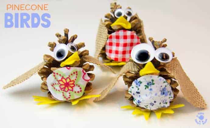 Pinecone Birds are a fun kids craft all year round. At Christmas make an adorable pinecone robin ornament to hang on the tree. Pinecone crafts are a great way to introduce nature crafts for kids.