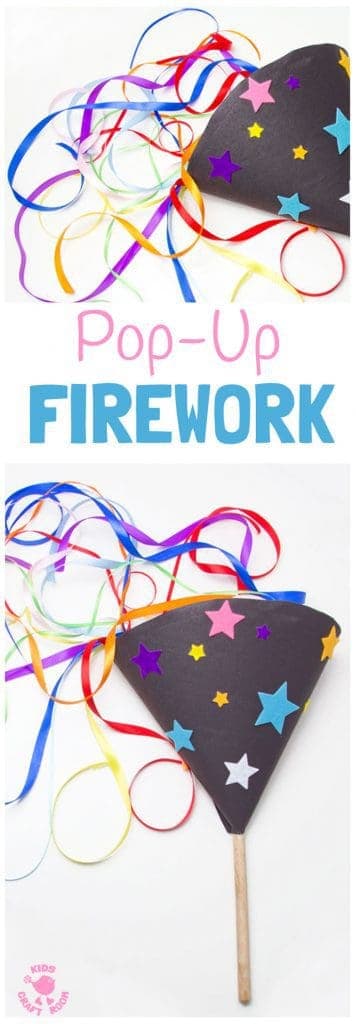 POP-UP FIREWORK CRAFT - DIY homemade fireworks are fun and safe for kids to enjoy the thrill of a firework display again and again! A fabulous New Year's Eve Craft, 4th of July craft or for Bonfire Night or birthday celebrations. Kids will love making and playing with their own pretend fireworks. #FireworkCraft #BonfireNight #NewYearsEve