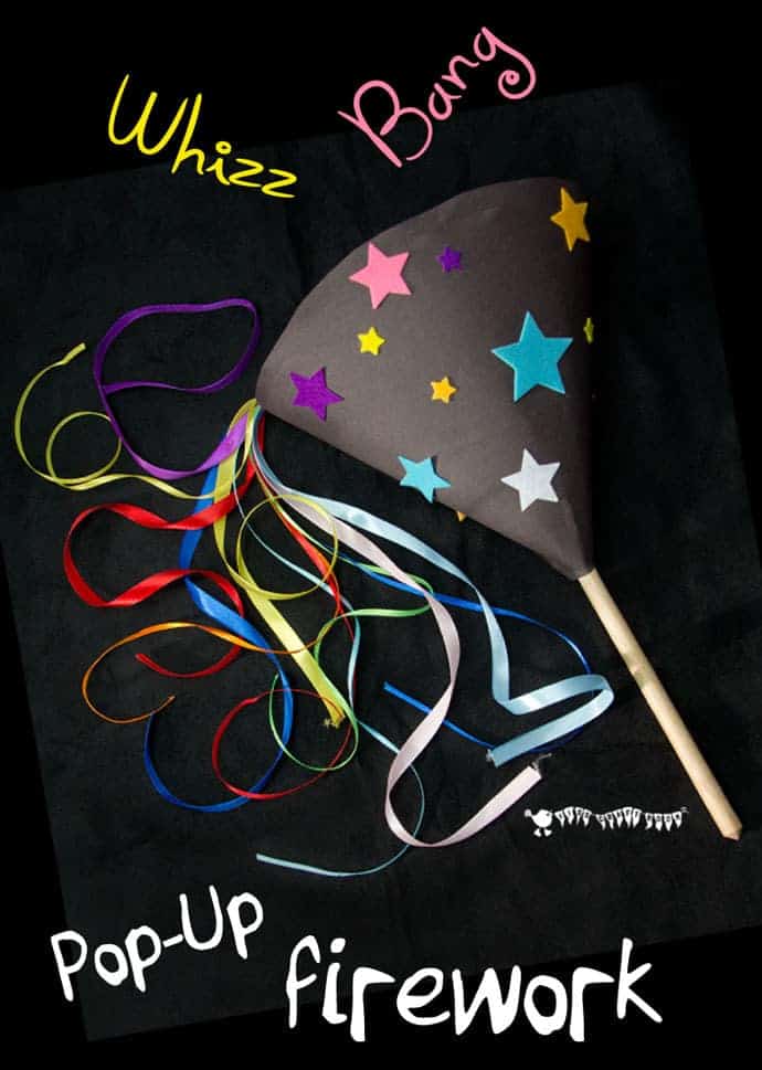 POP-UP FIREWORK CRAFT - DIY homemade fireworks are fun and safe for kids to enjoy the thrill of a firework display again and again! A fabulous New Year's Eve Craft, 4th of July craft or for Bonfire Night or birthday celebrations. Kids will love making and playing with their own pretend fireworks. #FireworkCraft #BonfireNight #NewYearsEve