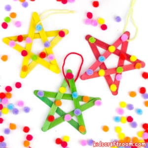 Gorgeous Pom Pom Popsicle Stick Star Craft