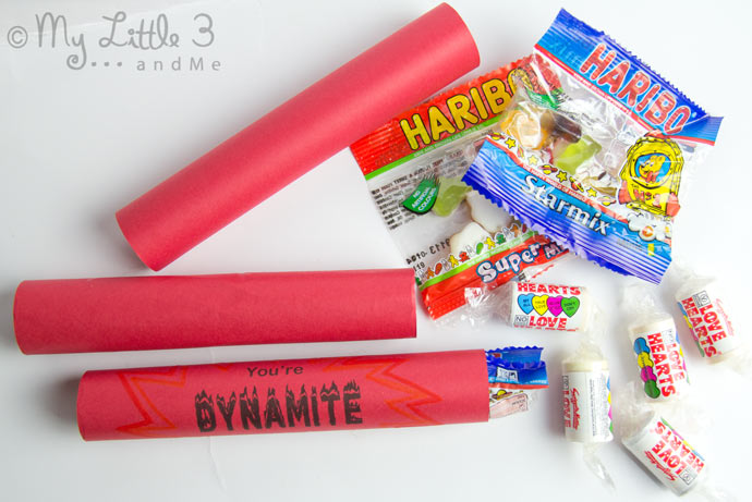 "You're DYNAMITE!" Valentine Gifts - Free Printable Sweet Holder from My Little 3 and Me