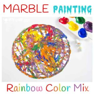 Have fun creating dynamic art with colorful marble painting. Kids will love experimenting with painting and color mixing in a new and physical way.