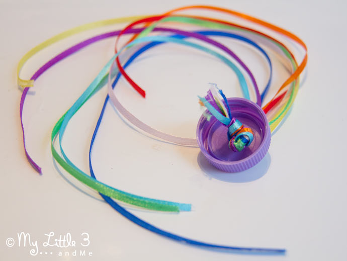 Make a Rainbow Sensory Play Bottle / Musical Shaker, great for all ages. From My Little 3 and Me.