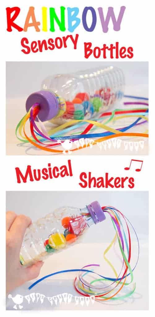 RAINBOW SENSORY BOTTLES A bright and colourful sensory play activity and a musical instrument too. Great fun for all ages