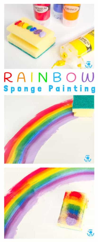 Rainbow Sponge Painting - fun rainbow art for kids that explores colour mixing, blending and textures.