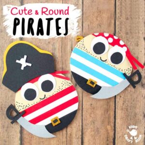 CUTE ROUND PIRATE CRAFT - Shiver me timbers this pirate craft idea is easy to make and looks fantastic. Make a pirate captain or members of the crew. Each is adorable with their nautical stripes and shiny cutlasses! A fantastic Summer kids craft and perfect for International Talk Like a Pirate Day too! #pirate #pirates #talklikeapirate #kidscrafts #piratecrafts #Summercrafts #oceancrafts #kidsactivities #kidscraftroom