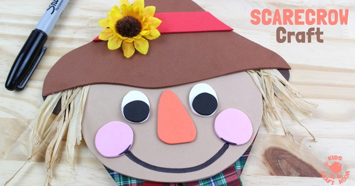 FOAM SCARECROW CRAFT - This cute foam scarecrow craft is great as a Fall craft or for harvest time and Thanksgiving. A free printable scarecrow template makes it super easy and fun to make.
