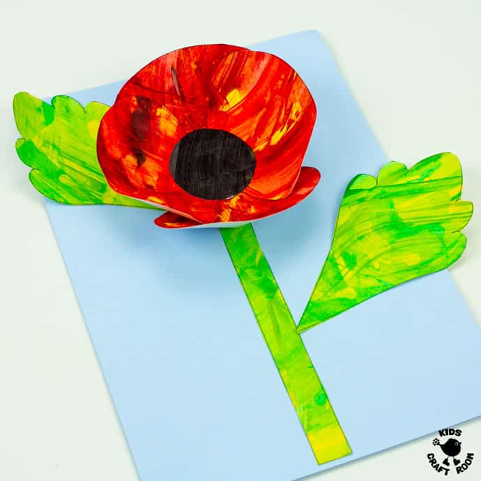 Scrape Painted Poppy Craft