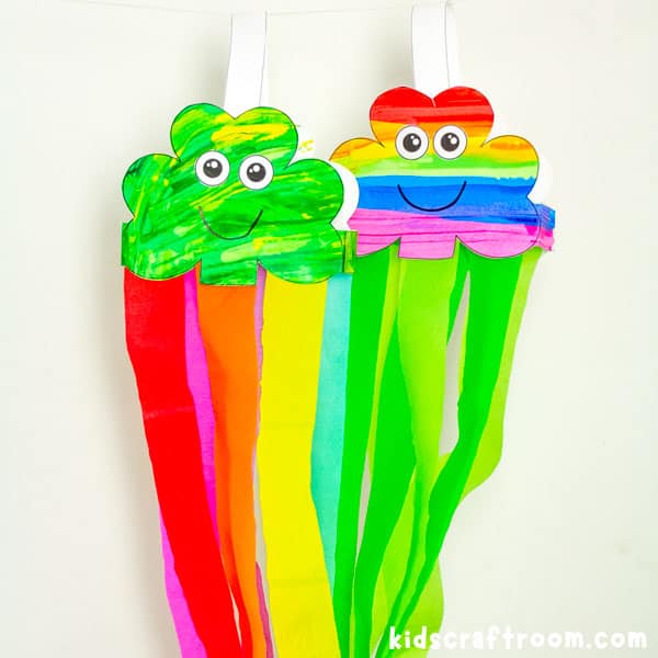 Scrape Painting Shamrock Windsock Craft (Free Template)