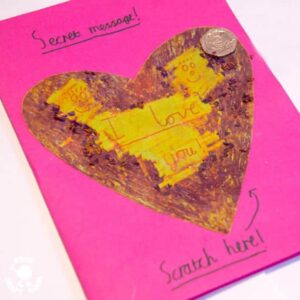 Surprise loved ones with Scratch Off Secret Message Valentine's Day Cards! A fun Valentine's Day craft for all.