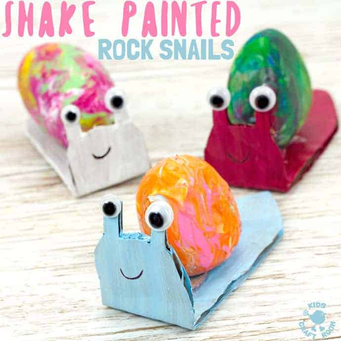 SHAKE PAINTING - CUTE SNAIL ROCK CRAFT- This rock painting idea gets kids active and is virtually mess free! With this cute Snail Craft kids shake out their wiggles and fidgets and create beautifully painted rocks that make perfect snail shells! Grab your rocks, your kids and your wiggles and let's get making cute snails. It is so much fun and each one is unique!