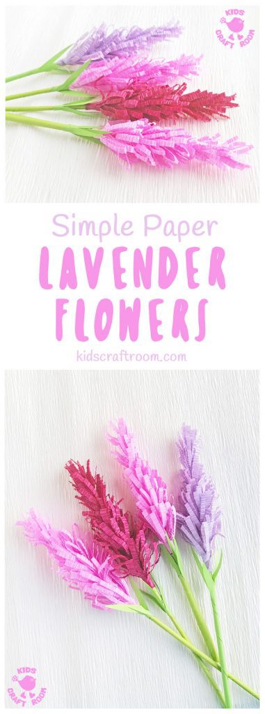 Have you tried making paper flowers? These gorgeous Lavender Flowers look so realistic and are surprisingly simple to make! They're perfect for Mother's Day, to stick to greeting cards or gifts and even for imaginative play! (We like to squirt them with perfume for little gardeners and florists to play with, so fun!) #mothersday #papercrafts #flowercrafts #kidscrafts #forkids #craftsforkids #springcrafts #summercrafts #lavender #lavendercrafts #flowers #homemadeflowers