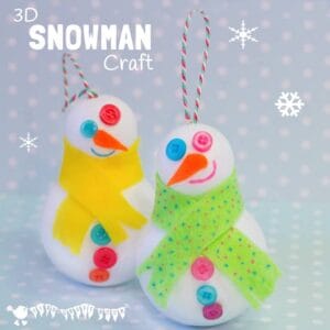 CUTE SNOWMAN ORNAMENTS - Easy 3D Snowman Craft for kids - great for hanging on the Christmas tree or for small world play. Kids will love how quick it is to make a Snowman friend. #christmas #winter #christmascrafts #wintercrafts #ornaments #snowman #snowmen #snowmancraft #wintercraftideas #kidscrafts #kidscraftroom