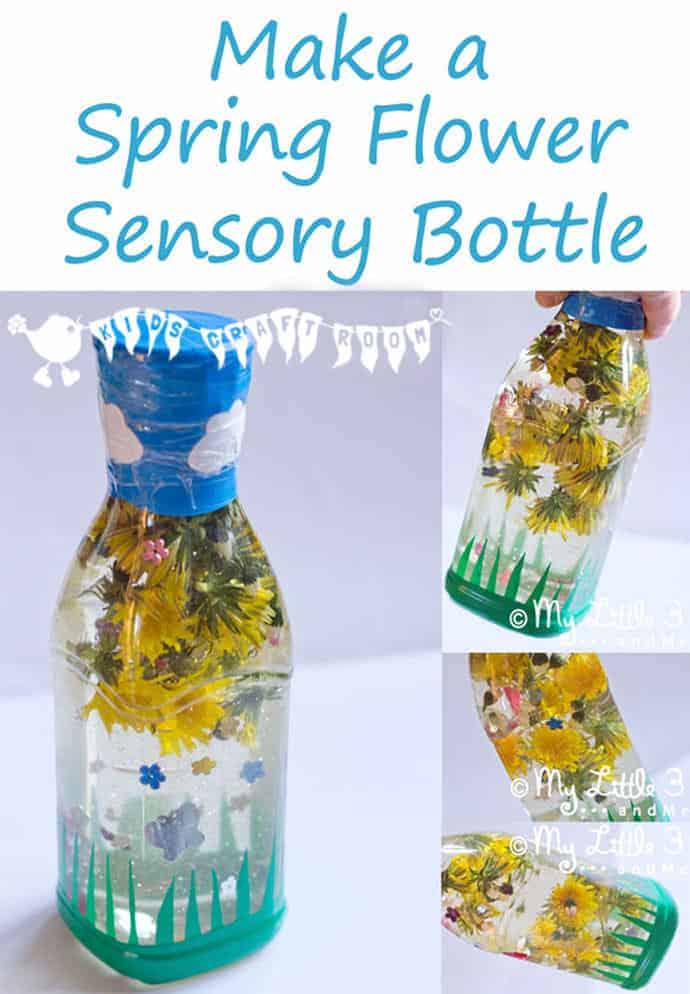SPRING FLOWER SENSORY BOTTLES - Babies and toddlers will love this educational activity that explores the natural world and brings the outside inside! #kidscraftroom #sensory #sensoryplay #sensoryplayactivities #sensorybottles #discoverybottles #sensoryplayideas #sensoryactivities #springactivites #sensorybins #natureactivities #naturecrafts #kidsactivities #kidscrafts #play #playideas #toddleractivities #babyactivities