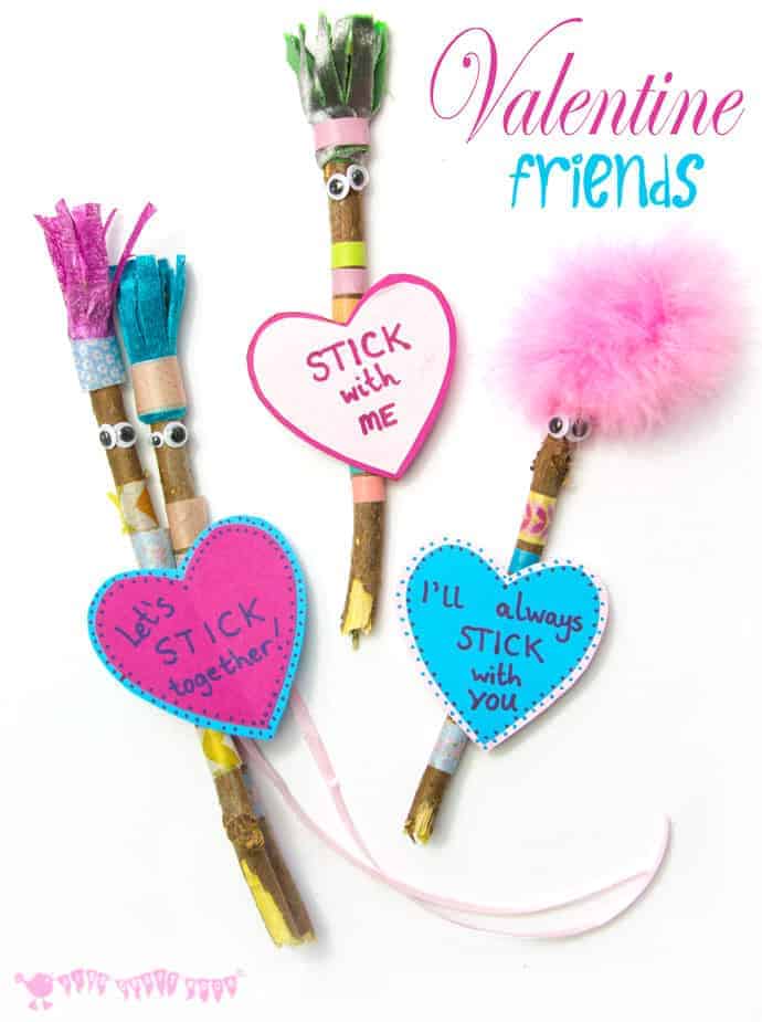 Make adorable Valentine Friend Stick Figures, a cheap and easy Valentine craft for kids that's not too soppy for the boys!