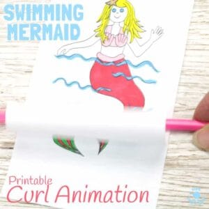 PRINTABLE SWIMMING MERMAID CRAFT -CURL ANIMATION