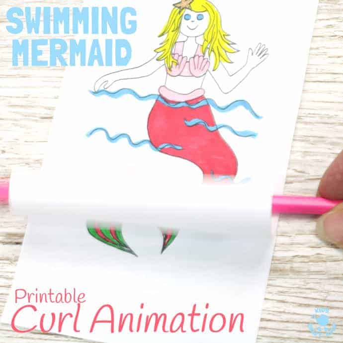 PRINTABLE SWIMMING MERMAID CRAFT -CURL ANIMATION