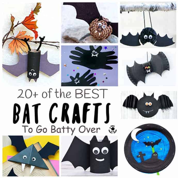 BEST BAT CRAFTS FOR KIDS - Here are 20+ best bat crafts to go totally batty over! Cute bats, paper plate bats, up-side-down bats, bat bookmarks, we've got them all and more! Great fun for Autumn, Winter and Halloween crafts. #bats #batcrafts #nocturnalcrafts #nocturnalanimals #animalcrafts #kidscrafts #craftsforkids #kidsactivities #activitiesforkids #kidscraftroom #letsgetcrafty #creativekids #halloween #halloweencrafts #night #nightcrafts #batcraftideas #kidscraftideas #wintercrafts
