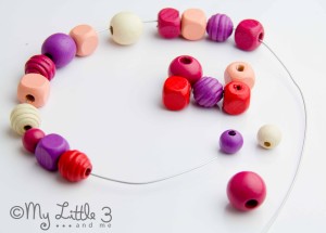 Homemade Mother's Day Gifts - Beaded and Pasta Hearts-Thread the beads onto the wire.