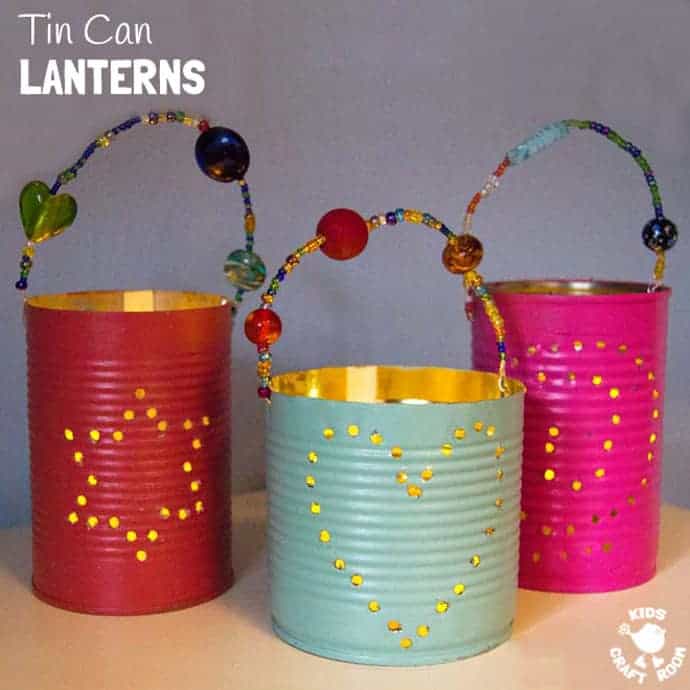 TIN CAN LANTERNS are beautiful homemade gifts kids can make. These DIY luminaries are easy to make and look stunning.
