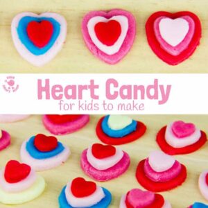 LOVE HEART CANDY is fun and easy for kids to make and is a cute and tasty gift. Use them as Valentine Sweets, for Mother's Day or for some extra love any day! #valentine #valentinesday #valentinesdaycraft #homemadecandy #heartcrafts #kidscrafts #valentinecraft #valentinescrafts #valentinecrafts #valentinesdayforkids #kidsactivities #craftsforkids #craftideasforkids #kidscraftroom #craftykids #craftingwithkids #kidsDIY #activitiesforkids #candy #sweets
