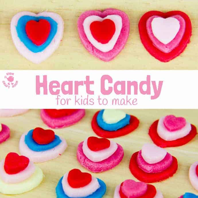 LOVE HEART CANDY is fun and easy for kids to make and is a cute and tasty gift. Use them as Valentine Sweets, for Mother's Day or for some extra love any day! #valentine #valentinesday #valentinesdaycraft #homemadecandy #heartcrafts #kidscrafts #valentinecraft #valentinescrafts #valentinecrafts #valentinesdayforkids #kidsactivities #craftsforkids #craftideasforkids #kidscraftroom #craftykids #craftingwithkids #kidsDIY #activitiesforkids #candy #sweets