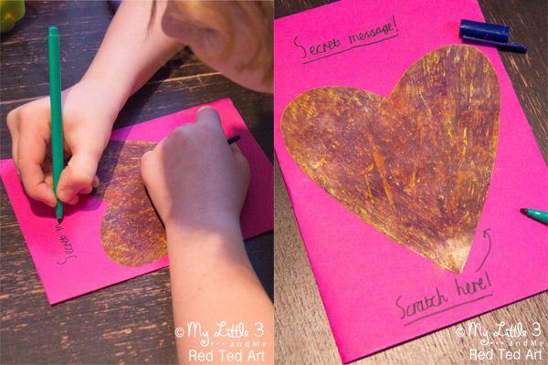 Surprise loved ones with Scratch Off Secret Message Valentine's Day Cards! A fun Valentine's Day craft for all.