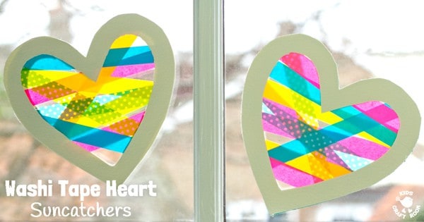 A heart craft with a WOW factor! This Washi Tape Heart Suncatcher craft is simple to make and looks amazing. A great Mother's Day or Valentine's Day craft for kids. #valentine #valentinesday #valentinescraft #valentinecraft #valentinescrafts #valentinecrafts #valentinesdayforkids #heart #love #heartcrafts #washitape #washitapecrafts #kidscrafts #kidscraftideas #craftsforkids #kidscraftroom #suncatchers #suncatchercrafts #windowcling #valentinesdaycraft #mothersday #mothersdaycraft