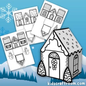Winter Paper House Craft for Kids (Free Printable)