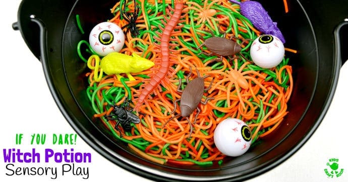 WITCH'S POTION HALLOWEEN SENSORY PLAY IDEA - Have you got a little witch or wizard with a love for the YUK? Kids will be spellbound getting hands on with this fun Witch's Potion Halloween Sensory Play Activity!