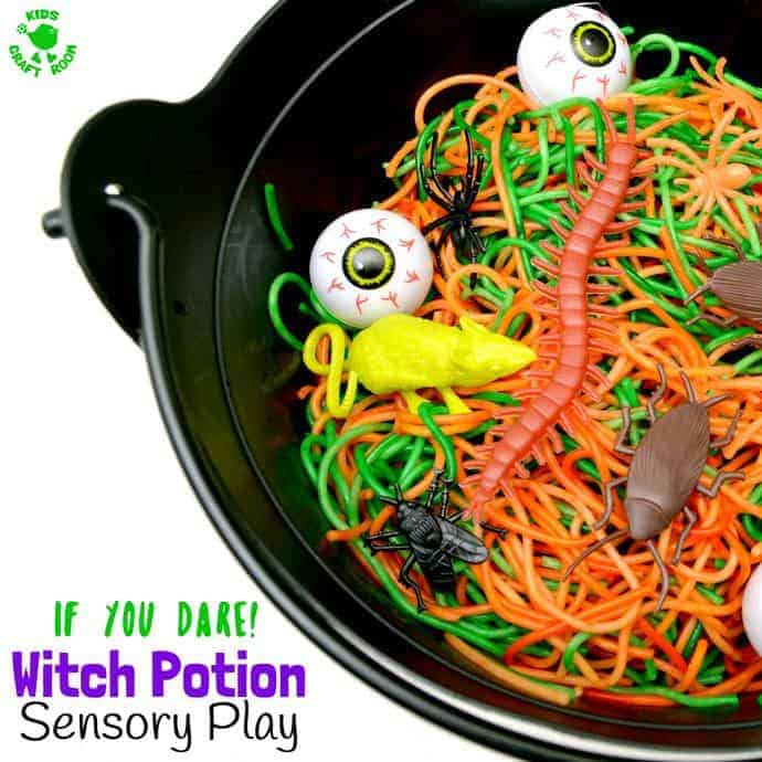 WITCH'S POTION HALLOWEEN SENSORY PLAY IDEA - Have you got a little witch or wizard with a love for the YUK? Kids will be spellbound getting hands on with this fun Witch's Potion Halloween Sensory Play Activity!
