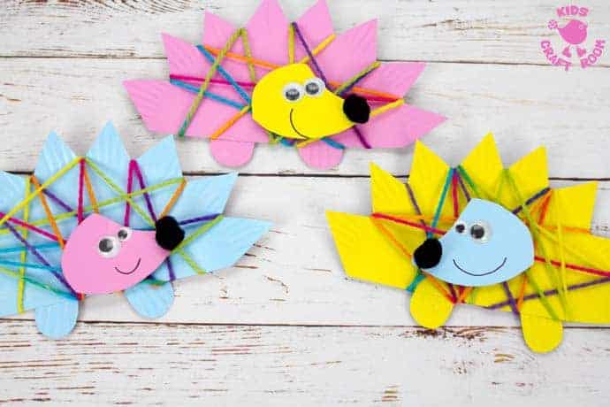 Yarn Wrapped Paper Plate Hedgehog Craft step 11