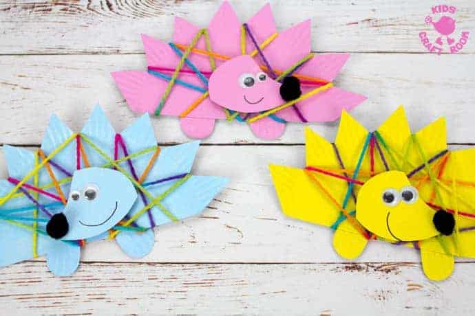 Yarn Wrapped Paper Plate Hedgehog Craft step 12